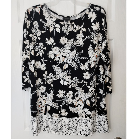 J. Jill Tops - J. Jill Wearever Size XL Black & White Boat Neck Super Soft Stretch Tunic Top